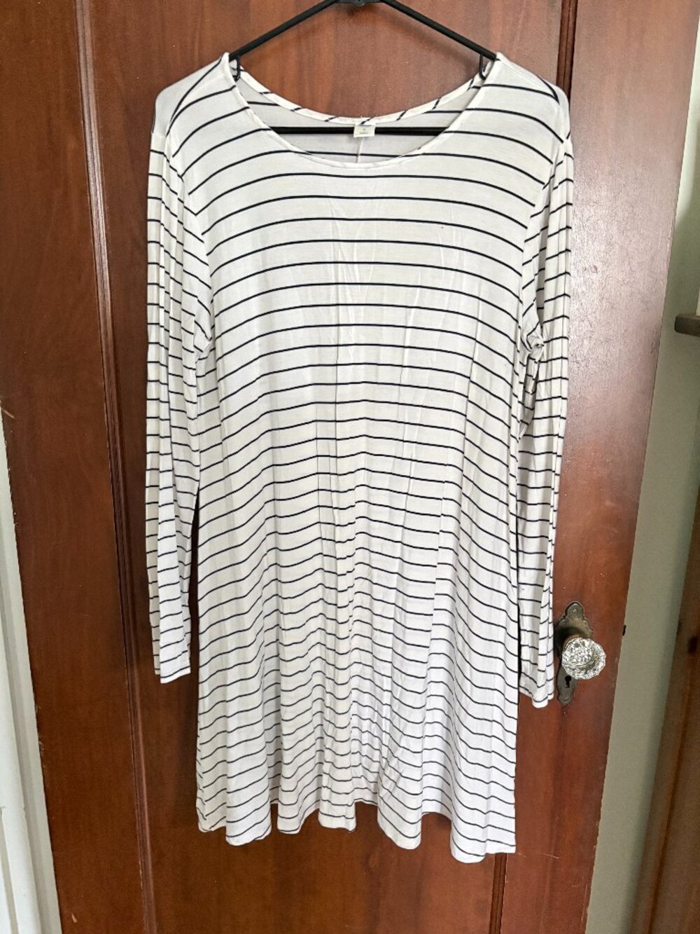 Old Navy Black/White Striped Long-Sleeved Dress, Size L